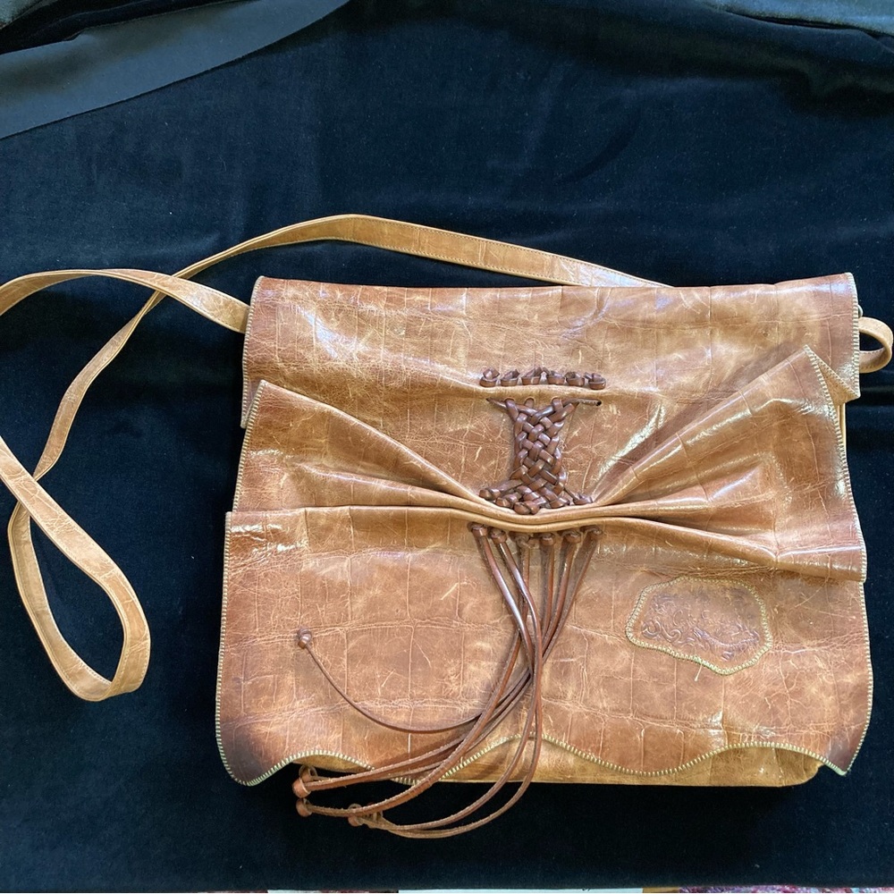 CARLOS FALCHI large with Leather Braided Front vintage bag used once 14”